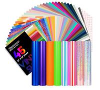 TECKWRAP Permanent Vinyl Bundle 45 Pack Holographic Adhesive Vinyl Sheets 12in x 12in Matte Metallic Glitter Rainbow Craft Vinyl for Mug, Cup, Window, Car & Home Deco and Other DIY Projects