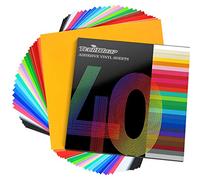 TECKWRAP Permanent Vinyl Sheets 12" x 12" 40 Sheets/Pack Assorted Colors Adhesive Vinyl for Craft Cutters