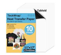TECKWRAP Printable Heat Transfer Paper for T-Shirts 10 Sheets, 11" X 17" Printable Heat Transfer Vinyl for Inkjet Printer, Iron on Transfer Paper for Light and Dark Fabric (Matte)