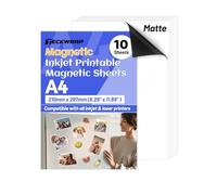 TECKWRAP Printable Magnetic Sheets for Inkjet Printer - A4 210mm x 297mm 10 Sheets/Pack - Matte Printable Magnetic Paper for DIY Crafts, Easy to Cut, Non Adhesive for Photo Fridge Magnets