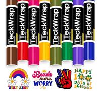TECKWRAP Rainbow Permanent Vinyl Bundle 12''x3ft/Roll Glossy Adhesive Vinyl Pack 8 Dark Colour Permanent Vinyl for Mug, Cup, Window & Home Deco,and Other DIY Projects