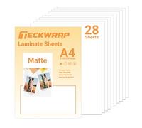 TECKWRAP Self Adhesive Laminating Sheets for Sticker Paper A4 28pcs,Matte | Waterproof Sticker Laminate Sheets Clear Overlay Vinyl for Photo Paper DIY Printable Vinyl for Inkjet Printer