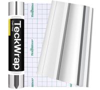 TECKWRAP Silver Chrome Vinyl 12''x8ft Permanent Adhesive Vinyl Roll Mirror Metallic Craft Vinyl for Mug, Cup, Window, Home Deco,and other DIY projects