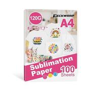 TECKWRAP Sublimation Paper A4 (210x297mm), 8.3"X 11.7", 100 Sheets,120gsm,Heat Transfer Paper Compatible with All Inkjet Sublimation Printer Ink Heat Press, with High Temperature Tape