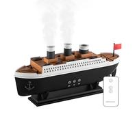 TECKZOON 250ML Essential Oil Diffuser, Vintage Steamboat Aroma Diffuser, Humidifier with Wireless Remote Control, Cool Mist Humidifier for Home Office