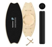 TECKZOON Wooden Balance Board, Professional Balance Board with Roller, Balance Ball, Stand, Multifunctional Indoor Skateboard & Surf Board for Beginners, Trickboard for Fitness, Yoga & Rehabilitation