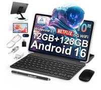 TECLAST P30T Android 14 Tablet 10+ Inch Tablet with Keyboard 10-Piece Set, 12GB RAM + 128GB ROM (TF 4TB), 2.4G + 5G WiFi, Unisoc Octa-Core A75 CPU, Widevine L1/GPS/BT5/6000mAh/3.5mm, 10 Accessories