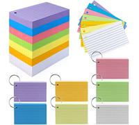 Tecmisse 600 Pieces Index Cards Rulded, Colorful Flash Cards 3 x 5 Index Card with Rings, Heavy Study Cards, Note Cards Punched for School Learning, Office and Home Uses, 7 Colors