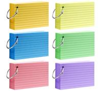Tecmisse 600 Pieces Index Cards Rulded, Colorful Flash Cards 3 x 5 Index Card with Rings, Heavy Study Cards, Note Cards Punched for School Learning, Office and Home Uses (6-Color Thickened)