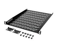 Tecmojo 0.5U Rack Mount Shelf for 10" Server Rack, 10.23" Deep Vented Cantilever Tray, Metal Shelf for Network Cabinet, Server Enclosure, Enhanced Airflow, Black