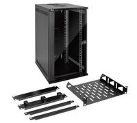 Tecmojo 12U 330mm Depth Wall Mount Data Cabinet, 10in 12U Server Cabinet, Network Cabinet with Rack Shelf, Brush Panels, Cable Organizer for 10'' AV/IT/Data Devices, 50kg Capacity, Glass Door