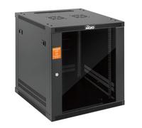Tecmojo 12U 600mm Depth Wall Mount Server Cabinet with Casters, IT Network Rack Enclosure Lockable Door and Side Panels Black, Glass Door, for 19” IT Equipment, A/V Devices