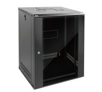 Tecmojo 15U 450mm Depth Wall Mount Server Cabinet IT Network Rack Enclosure Lockable Door and Side Panels Black, Standard Glass Door, for 19" IT Equipment, A/V Devices, Flat Package