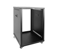 Tecmojo 15U Portable Rolling Network Rack, 4-Post Mobile Open Frame Server Rack with Wheels, Free Standing Server Cabinet for Computer/Data/AV/IT Equipment/Network Equipment