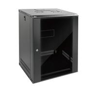 Tecmojo 15U Wall Mount Rack Network Cabinet for 19" IT Equipment,with Lockable Glass Door and Side Panels,Cooling Fan,17.7inch Depth,Black (15U)