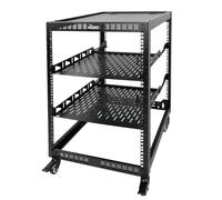 Tecmojo 16U Open Frame Network Rack for Servers and AV Gear, Mobile Server Rack 4-Post with casters, with 2pcs 1U Shelf and Mounting Hardware, AV Rack for 19" Network, Server, and Audio equipments