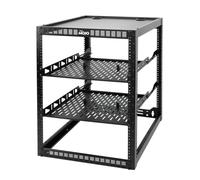 Tecmojo 16U Open Frame Rack for Servers & AV Gear,Server Rack Floor Standing or Wall Mounted,with 2 PCS 1U Rack Shelves & Mounting Hardware,Network Rack for 19"" Networking,Servers and Audio, Black