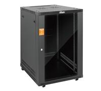 Tecmojo 18U 600mm Depth Wall Mount Server Cabinet with Casters, IT Network Rack Enclosure Lockable Door and Side Panels Black, Glass Door, for 19” IT Equipment, A/V Devices