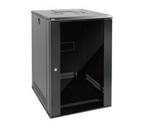 Tecmojo 18U Wall Mount Rack Network Cabinet for 19”IT Equipment,with Lockable Glass Door and Side Panels,Cooling Fan,450mm Depth,Black (18U)