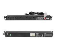 Tecmojo - 1U rack mount 8-outlet horizontal power strip with surge protection LED indicators, 6 ft cord power distribution for IT