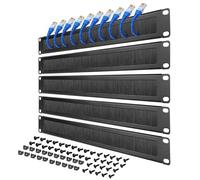 Tecmojo 1U Rack Mount Cable Management Panel with Brush,Rack Brush Panel for 19 inch Server Rack or Network Cabinet,Black,5 Pack