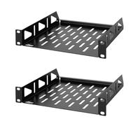 Tecmojo 1U Rack Shelf, 10 inch Universal Rack Mount Shelf 8 inch Depth Vented Cantilever Tray for 10 inch Server & Network Cabinets, Weight Capacity 10 kg / 22lbs, Black (2 Pack)