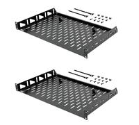 Tecmojo 1U Rack Shelf,19 inch Rack Shelf 12 inch Depth,Rack Mount Shelf with Anti-Slip Stops,Server Rack Shelf and Network Shelf for 19 in Equipments, 55lbs Capacity of Vented 1U Shelf,No Lip(2 Pack)