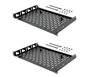 Tecmojo 1U Rack Shelf,19 inch Rack Shelf 12 inch Depth,Rack Mount Shelf with Anti-Slip Stops,Server Rack Shelf and Network Shelf for 19 in Equipments, 55lbs Capacity of Vented 1U Shelf,No Lip(2 Pack)