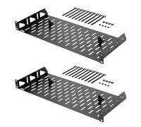 Tecmojo 1U Rack Shelf,19 inch Rack Shelf 8 inch Depth, Rack Mount Shelf, Server Rack Shelf and Network shelf with Anti-Slip Stops, 55lbs(25KG) Capacity of Vented 1U Shelf,No Lip(2 Pack)
