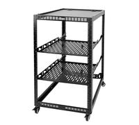 TECMOJO 20U Open Frame Network Rack for IT & AV Gear, 4-Post With Casters, Mobile With 2 PCS 1U Server Shelf & Mounting Hardware, for 19" Network, Audio and Video Device