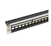Tecmojo 24-Port Blank Keystone 1U Patch Panel, 1U 19" Metal Rackmount Housing, with Cable Management Support Bar (19-inch Blank Patch Panel for Keystone Jacks/Keystone Panel)