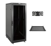 Tecmojo 27U 600 * 600mm 4 Post Free Standing Network Cabinet Data Server Rack, Lockable Glass Door, with Cantilevel Shelf Casters and feets, Assembled on Pallet