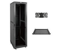 Tecmojo 42U 600 * 600mm 4 Post Free Standing Network Cabinet Data Server Rack, Lockable Glass Door, with Cantilevel Shelf Casters and feets, Assembled on Pallet