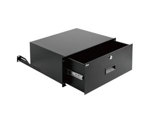 Tecmojo 4U Rack Drawer, Rack Mount for 19in Network/Server/AV Rack or Cabinet Enclosure, Lockable with Rear Support - Load-Bearing 22lb(10kg), with Cable Entry and Management Holes, Black
