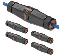 Tecmojo 5 Pack Waterproof Cat 6A RJ45 Connector, IP68 5.2in/132mm Length Cat 6A/Cat 6/Cat 5E/Cat 5 Shielded Waterproof RJ45 Coupler Outdoor Cable Extender for Outdoor Ethernet LAN Cable