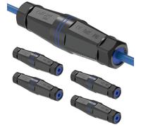 Tecmojo 5 Pack Waterproof RJ45 Connector,IP68 5.2in/132mm Length Cat 6/Cat 5E/Cat 5 Shielded Waterproof RJ45 Coupler Outdoor Cable Extender for Outdoor Ethernet LAN Cable