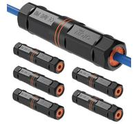 Tecmojo 6 Pack Waterproof Cat 6A Coupler,IP68 3.2in/82mm Length Outdoor Ethernet Connector for CAT6/CAT5E/CAT5,Shielded RJ45 Ethernet Extender for IP Camera and PoE Device