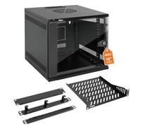 Tecmojo 6U 10 inch Rack, Wall Mount Network Cabinet Set,12.3W x 13D x 11.8H- Load Capacity 110Lbs(50 kg),Black 10" Wall Housing Server Rack Set
