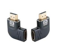 Tecmojo 8K Flat Right Angle HDMI 2.1 Adapter, 90 Degree and 270 Degree HDMI Adapter Male to Female, Supports 8K@60Hz / 4K@120Hz for HDTV, 2 Pack, Black
