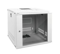 Tecmojo 9U Wall Mount Rack Network Cabinet for 19”IT Equipment,with Lockable Glass Door and Side Panels,Cooling Fan,450mm Depth,White (9U)