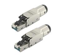 Tecmojo CAT6A Shielded RJ45 connector, Tooless Field Plug 10 Gigabit, 2 Pack