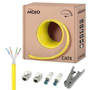 Tecmojo CAT8 S/FTP 20M, 40Gigabit LAN Ethernet Network Bulk Cable Pure Copper Conductor 22AWG with 40% Copper Braiding Shielding LSZH Dca, Yellow, with Cable Tool, RJ45 Connectors & Keystone Jacks