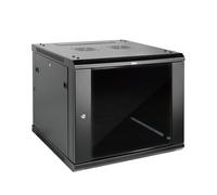 Tecmojo Elite Collection 9U Wall Mount Server Cabinet IT Network Rack Enclosure Lockable Glass Door and Side Panels, with 2 Cooling Fans,17.7inch Depth, Hold up to 176Lbs,Black