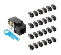 Tecmojo UL Listed 10Gbps Cat6 Keystone Jack Insert 25 -Pack, 90 Degree Punch Down RJ45 Keystone Jack Adapter Slim Profile for Patch Panel & Wall Plate, Black