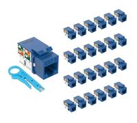 Tecmojo UL Listed 10Gbps Cat6 Keystone Jack Insert 25 -Pack, 90 Degree Punch Down RJ45 Keystone Jack Adapter Slim Profile for Patch Panel & Wall Plate, Blue