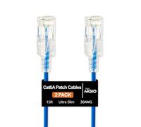 Tecmojo UL Listed Ultra-Slim Cat6a Ethernet Patch Cable, 30AWG 100% Pure Copper, 10Gbps 550MHz Network Cable for Router, Modem, Xbox, Laptop, Servers, 15ft, 2-Pack, Blue