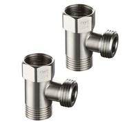 Tecmolog 2 PCS Shower Head Splitters 3 Way Stainless Steel T Valve for Shower Arm 1/2" x 1/2" x 1/2", Brushed Nickel, SBA020A-2