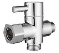 Tecmolog 3 Way Diverter Valve Brass Shut Off Valve 3/8”-12/17 T Adapter for Toilet Water Line,Chrome,DSF007D