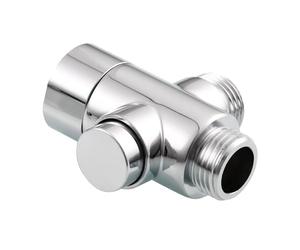 Tecmolog Brass Double Shower Head Adapter 2 Way Diverter Valve with Push Button for Hand Shower Chrome, DSF019