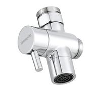 Tecmolog Brass Sink Valve Diverter Faucet Splitter for Kitchen or Bathroom, 3 Way Diverter Valve, Sink Faucet Replacement Part M22 X M24, Chrome, SBA021C
